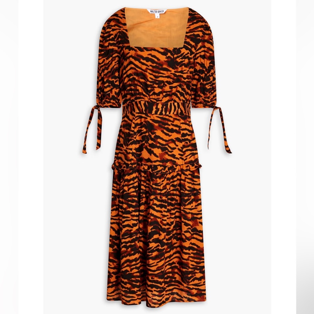 WALTER‎ BAKER Yosline Gathered Tiger Jacquard Midi Dress Size 4 NWOT - Picture 7 of 14